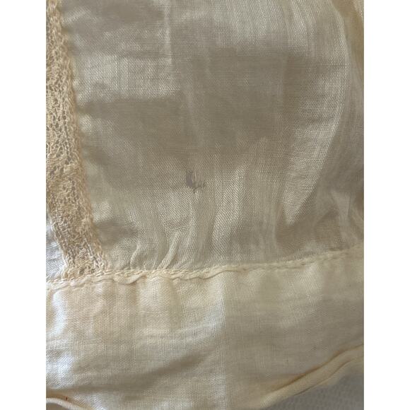 Vtg Sheer Cream "ShirtWaist" Blouse Lace Trim, Ties At Waist, Women SP - Picture 7 of 11